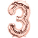 34 inch Rose Gold Number 3 Foil Balloon (1)