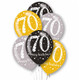 11 inch Black & Gold Sparkling 70th Birthday Latex Balloons (6)