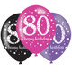 11 inch Black & Pink Sparkling 80th Birthday Latex Balloons (6)