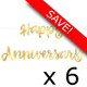 Pack of 6 Happy Anniversary Gold Script Banner - 1.82m