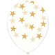 12 inch Gold Star Crystal Clear Latex Balloons (50)