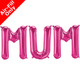 MUM - 16 inch Magenta Foil Letter Balloon Pack (1)