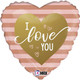 18 inch I Love You Rose Gold Stripe Heart Foil Balloon (1)