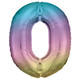 34 inch Ombre Pastel Rainbow Number 0 Foil Balloon (1)