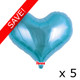 Pack of 5 18" Light Blue Heart Jelly Foil Balloons