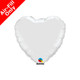 9" Qualatex White Heart Foil Balloon (1) - UNPACKAGED