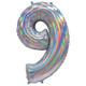 30 inch Iridescent Silver Number 9 Foil Balloon (1)