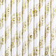 Floral Metallic Gold Paper Straws (10)