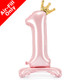 33 inch Light Pink Crown Number 1 Standing Foil Balloon (1)