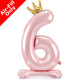 33 inch Light Pink Crown Number 6 Standing Foil Balloon (1)