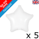9" Matte White Star Foil Balloons (5) - PACKAGED