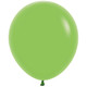 A lime green balloon with a diameter of 18 inches, manufactured by Sempertex.