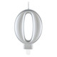 8cm Number 0 Metallic Silver Birthday Candle (1)