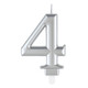 8cm Number 4 Metallic Silver Birthday Candle (1)