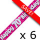 Pack of 6 70th Birthday Pink Banners - 2.7m