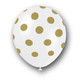 12 inch Gold Dot White Latex Balloons (6)