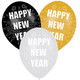 11 inch Black, Gold & Silver New Year Latex Balloons (6)