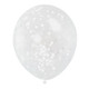 12 inch Clear Latex Balloons with White Confetti (6)