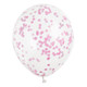 12 inch Clear Latex Balloons with Hot Pink Confetti (6)