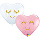 11 inch Pink & White Eyelashes Heart Latex Balloons (50)