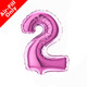 7 inch Fuchsia Number 2 Foil Balloon (1) - UNPACKAGED