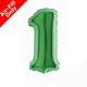 7 inch Green Number 1 Foil Balloon (1) - UNPACKAGED