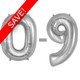 34 inch Oaktree Silver Numbers Starter Kit - 36 Balloons