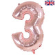 34 inch Oaktree Rose Gold Number 3 Foil Balloon (1)