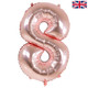 34 inch Oaktree Rose Gold Number 8 Foil Balloon (1)