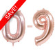 34 inch Oaktree Rose Gold Numbers Starter Kit - 36 Balloons