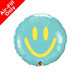 9 inch Yellow & Caribbean Blue Smiles Foil Balloon(1)-UNPACKAGED