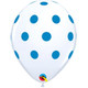 11 inch White With Blue Polka Dots Latex Balloons (25)