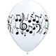 11 inch White Music Notes Latex Balloons (25)