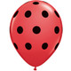 11 inch Red Big Polka Dots with Black Ink Latex Balloons (25)