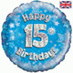 18 inch Happy 15th Birthday Blue Foil Balloon (1)