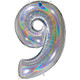 40 inch Holo Glitter Silver Number 9 Foil Balloon (1)
