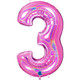 40 inch Holo Glitter Fuchsia Number 3 Foil Balloon (1)