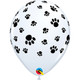11 inch White Paw Prints-A-Round Latex Balloons (6)