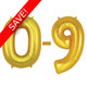 34 inch Oaktree Gold Numbers Starter Kit - 36 Balloons