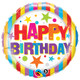 18 inch Happy Birthday Stripes & Stars Foil Balloon (1)