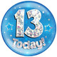 Giant '13 Today!' Blue Holographic Party Badge (1)