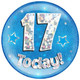 Giant '17 Today!' Blue Holographic Party Badge (1)