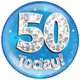 Giant '50 Today!' Blue Holographic Party Badge (1)