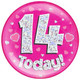 Giant '14 Today!' Pink Holographic Party Badge (1)