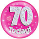 Giant '70 Today!' Pink Holographic Party Badge (1)