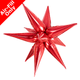 A 26 inch Red Starburst Foil Balloon, pointing in all directions!