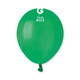A 5” standard dark green latex balloon, manufactured by Gemar.