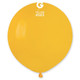 A 19” standard golden yellow latex balloon, manufactured by Gemar.