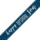 A 9ft navy blue banner with silver message reading "happy birthday son", manufactured by Unique.