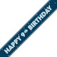 A 9ft navy blue banner silver foil with happy 9th birthday message, manufactured by Unique.